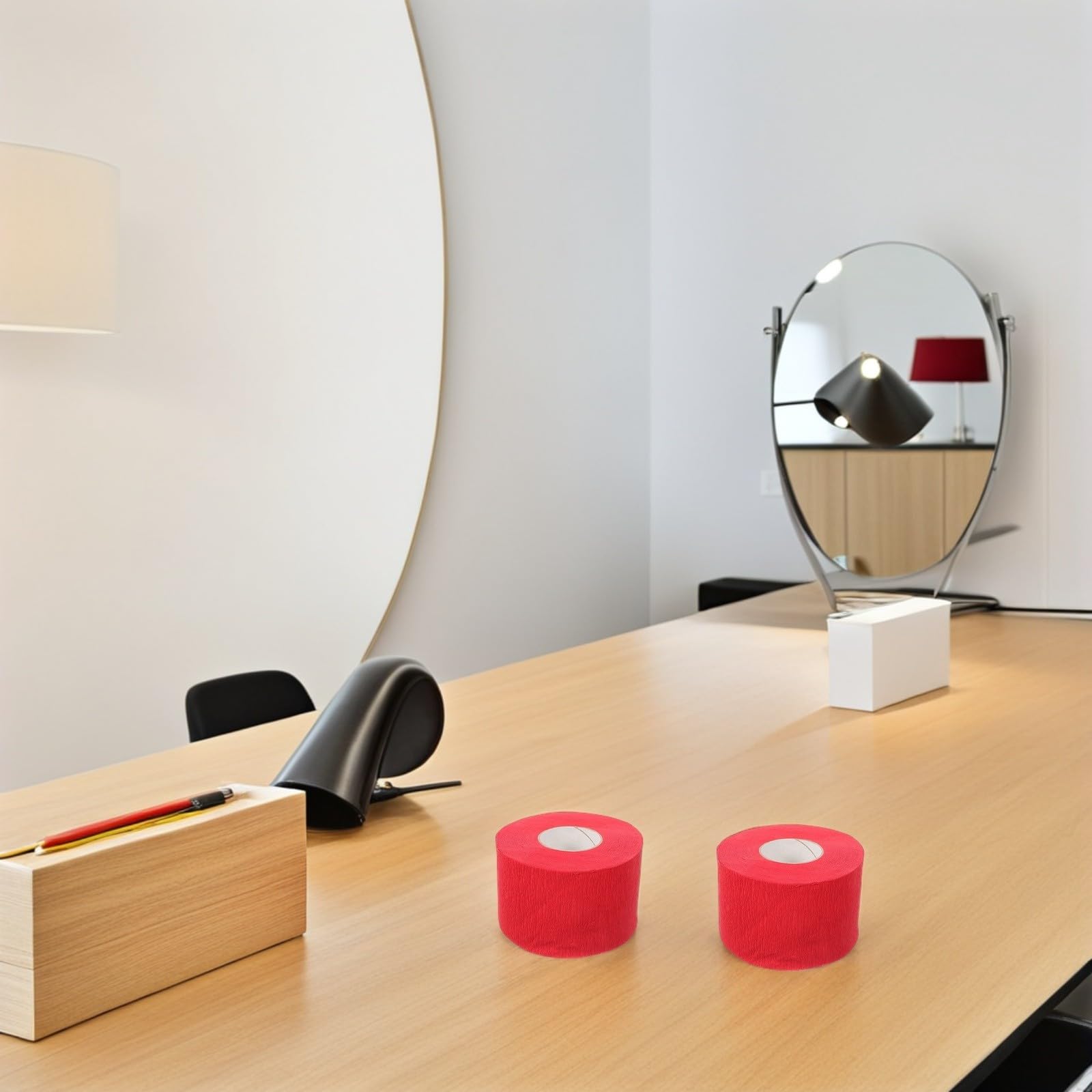 BETOOKY 10 Tiras Desechables de Papel para Cuello en Peluquería Color Rojo, Fácil de Rasgar Causar Molestias, Ideales para Barberías Profesionales y Cortes en Casa
