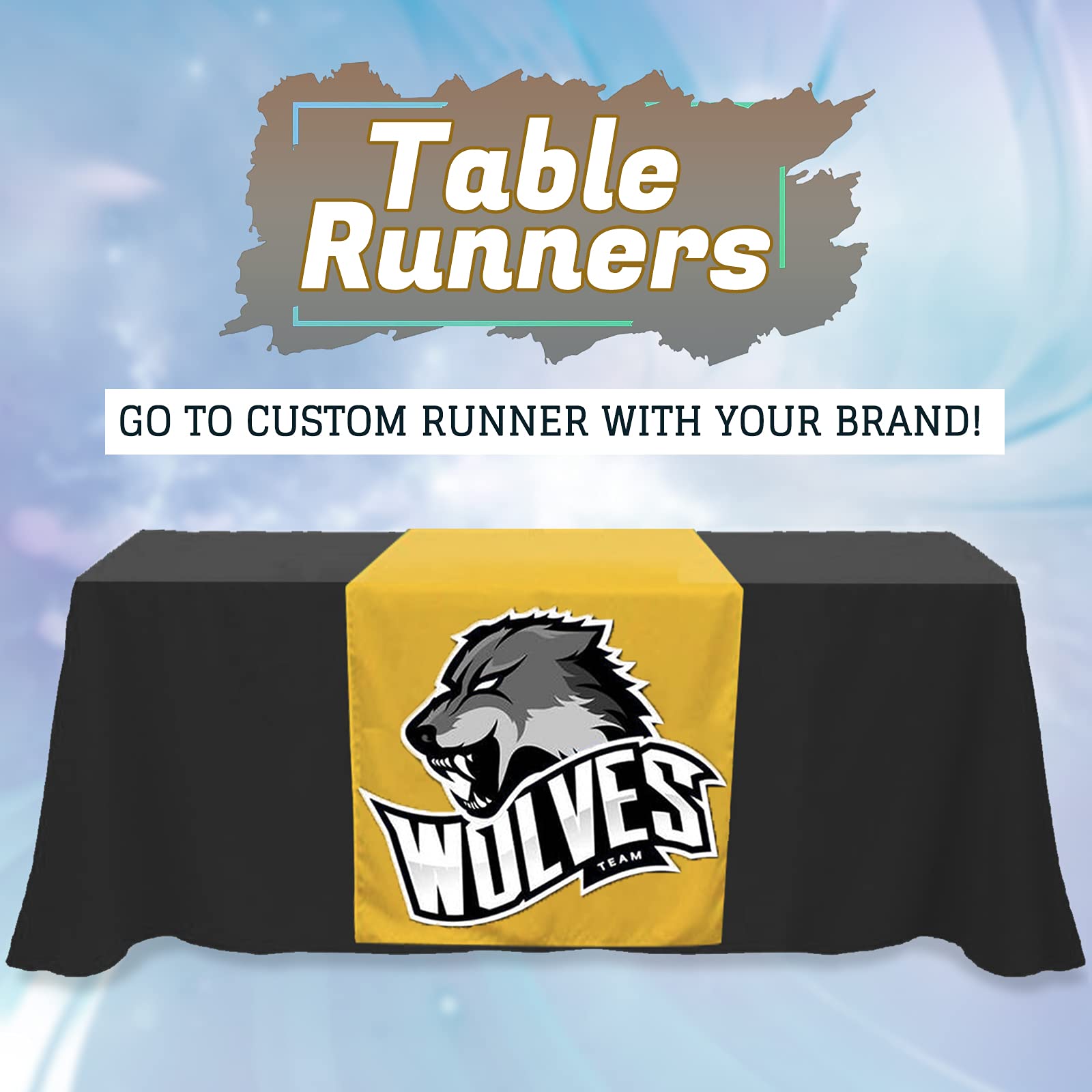 Custom Table Runner with Business Logo,Name,Design Personalized Tablecloth,Customized Table Banner for Party Tradeshow Events Decor (36