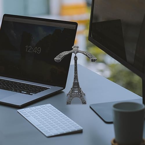 Miniatura 5 de Totority Pájaro de equilibrio de aleación de plata con modelo de torre Eiffel, adorno de escritorio para el hogar, oficina, dormitorio, sala de