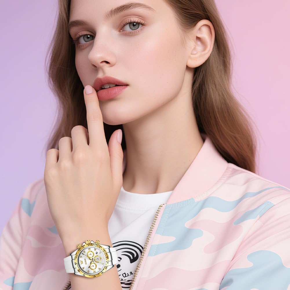 OLEVS Women Watch Fashion Rose Gold Diamond Analog Quartz Female Watches for Women Luxury Dress Ladies Stainless Steel Luminous Waterproof Date Wristwatches - Image 4