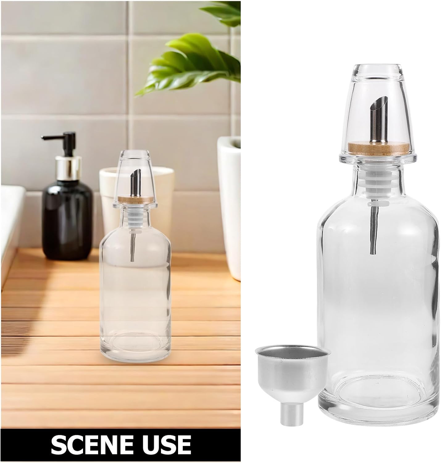 Glass Mouthwash Dispenser 11.8oz Refillable Bathroom Bottle Set