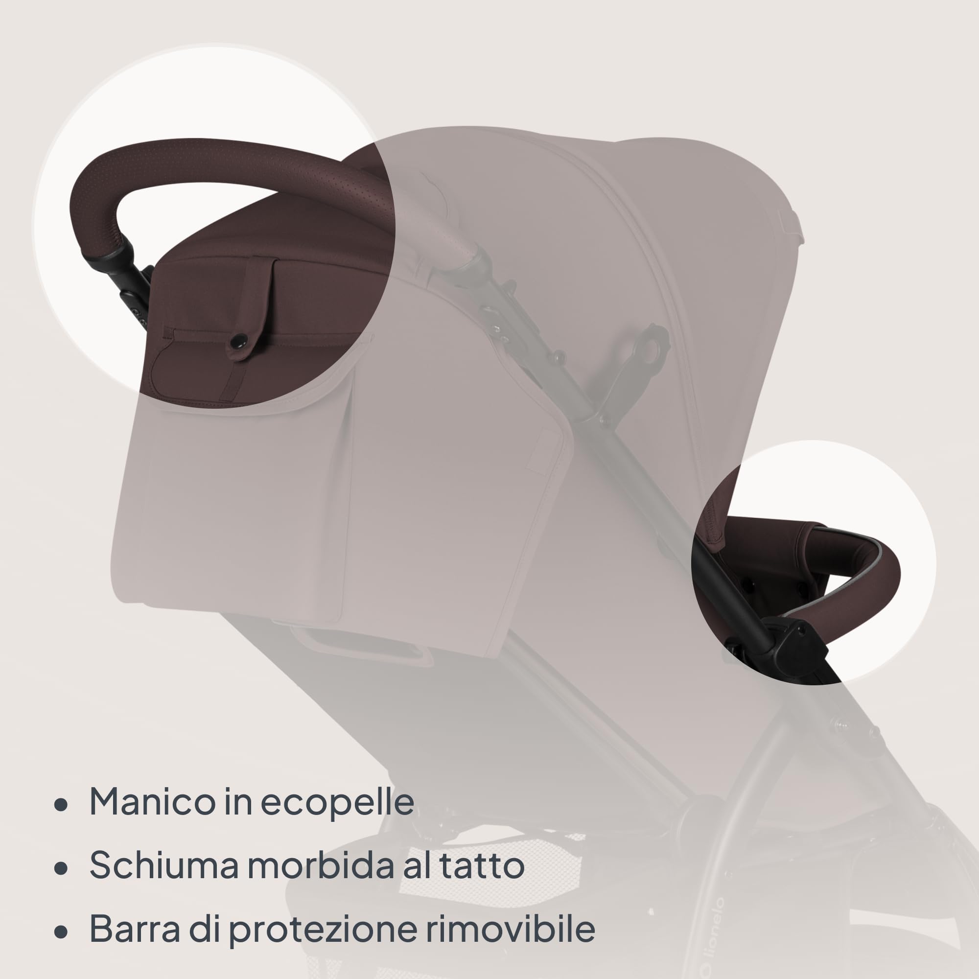 LIONELO Annet passeggino leggero pieghevole grigio regorabile con posizione sdraiata con ruote EVA cappottina XXL con zanzariera coprigambe portabibite fino 22 kg