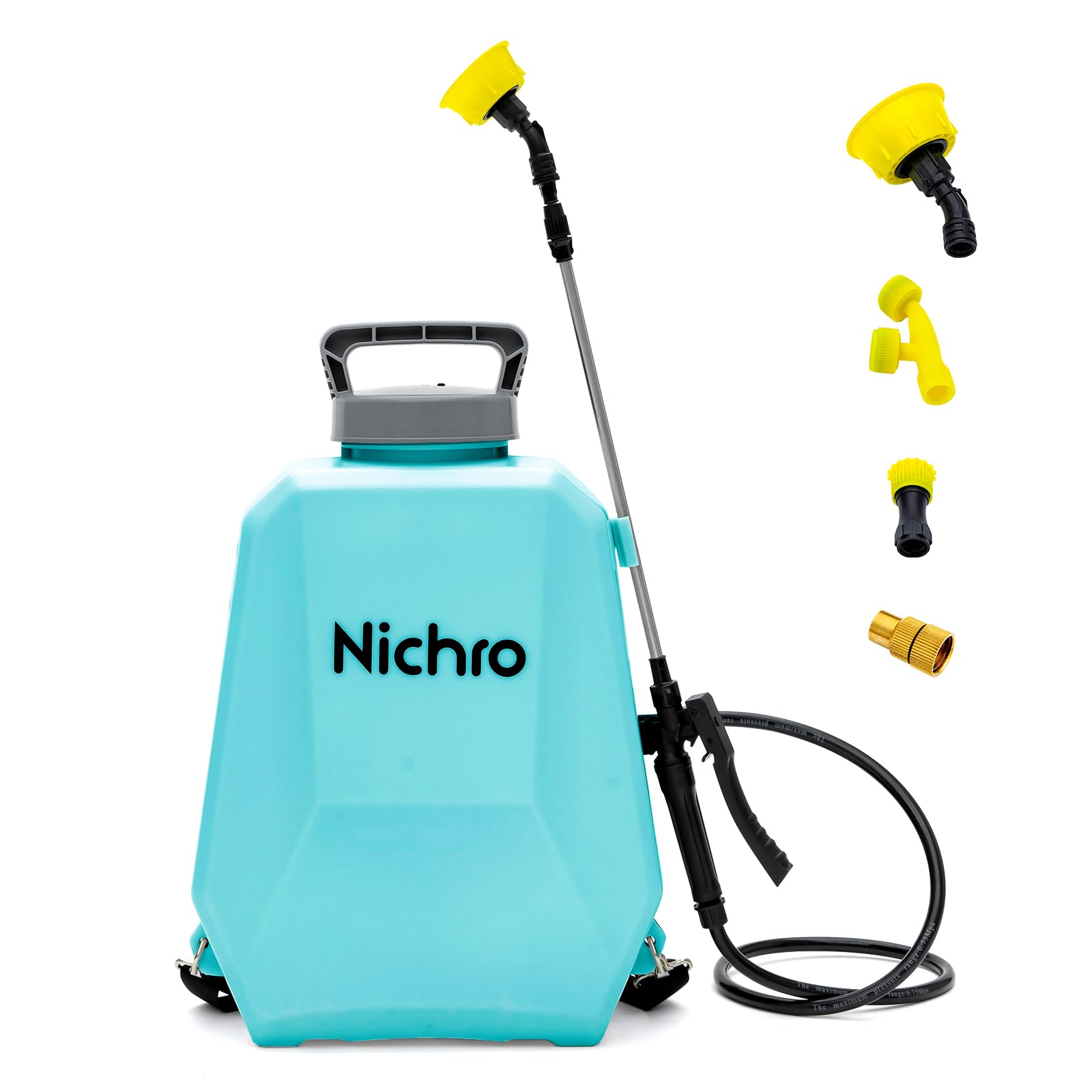 Battery Powered Backpack Sprayer 3 Gallon, Electric Backpack Sprayer with 4 Nozzles, 0-100 PSI Adjustable Pressure Garden Weed Sprayer with Retractable Wand & Adjustable Strap for Garden, Lawn-Blue