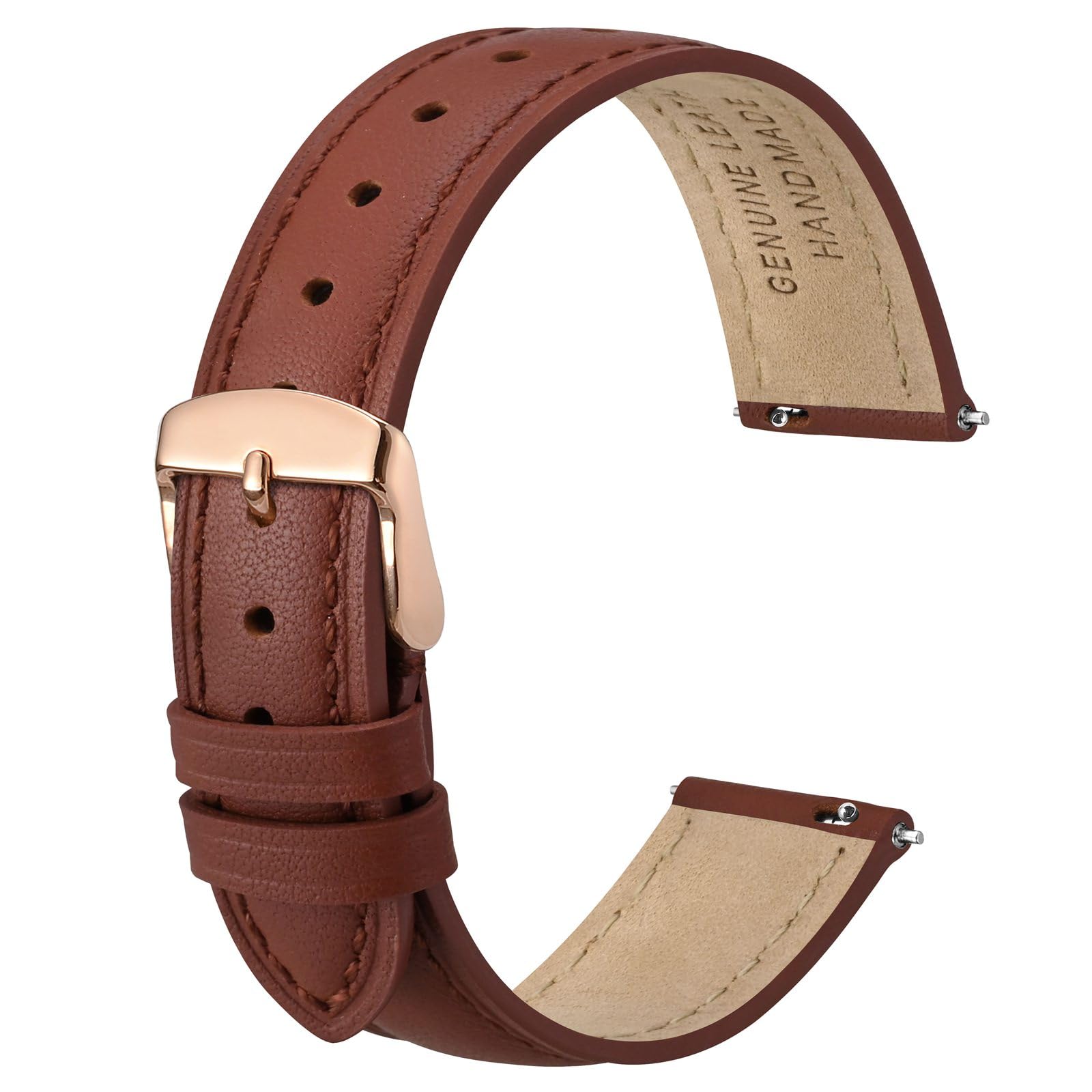 Anbeer Uhrenarmband aus Leder mit Schnellverschluss, echtes