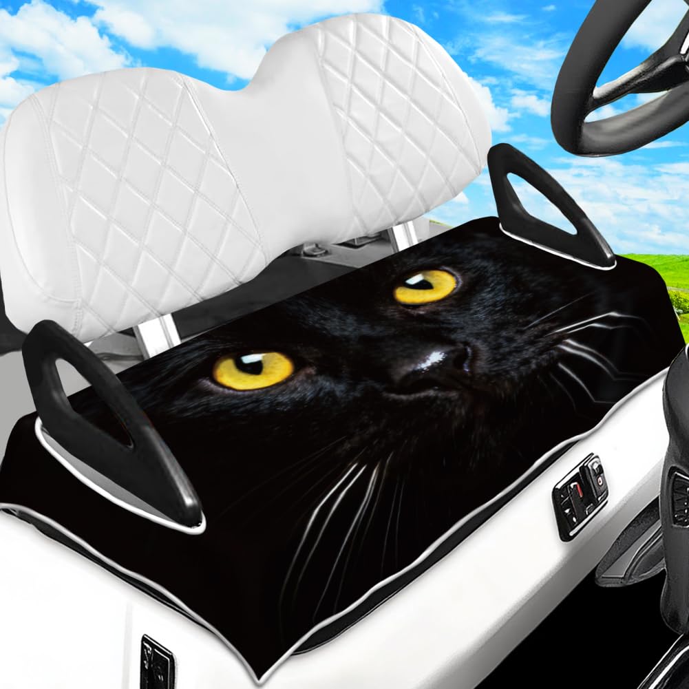 peacoblue Black Cat Face Golf Cart Seat Covers, Towel Seat Cover — image 1