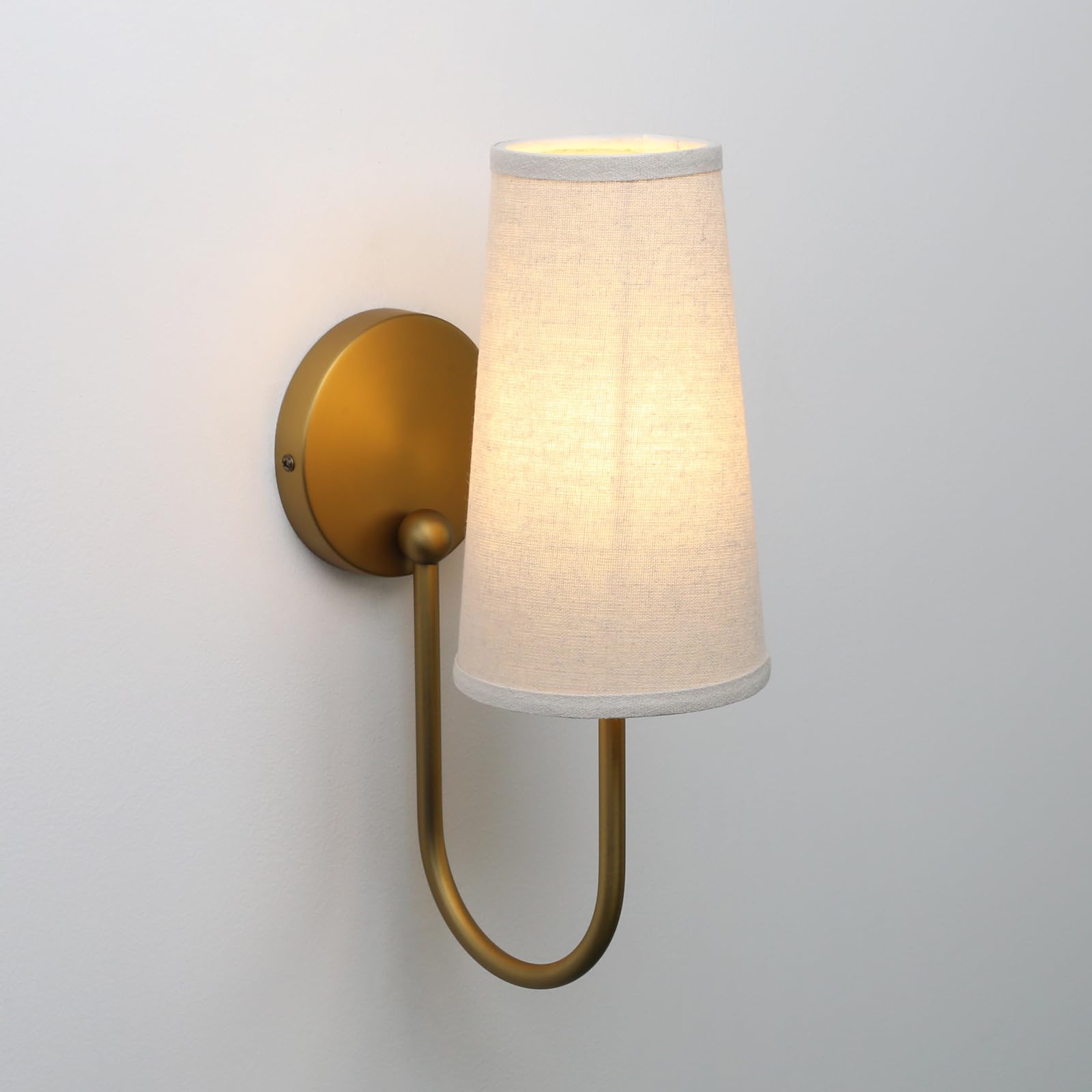 Pathson Tissu Applique Murale Intérieure Lot de 2, Câblé E27 Luminaire | Vintage Entonnoir Tissu Lin Lampe Murale, Applique Ancienne Salle de Bain Salon Chambre Chevet Lit Cuisine,40W, Pas d'ampoule