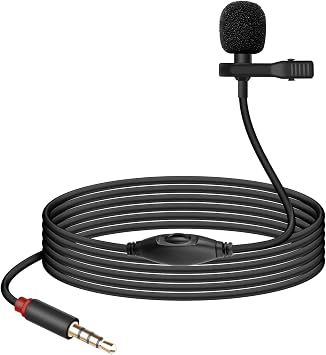 GELRHONR 3.5mm Lavalier Microphone, 3.5mm1/8" TRRS Plug Invisible Lapel Microphone Wired for Phone, PC, Camera, Audio Recording, Game Streaming 4.9FT TRRS