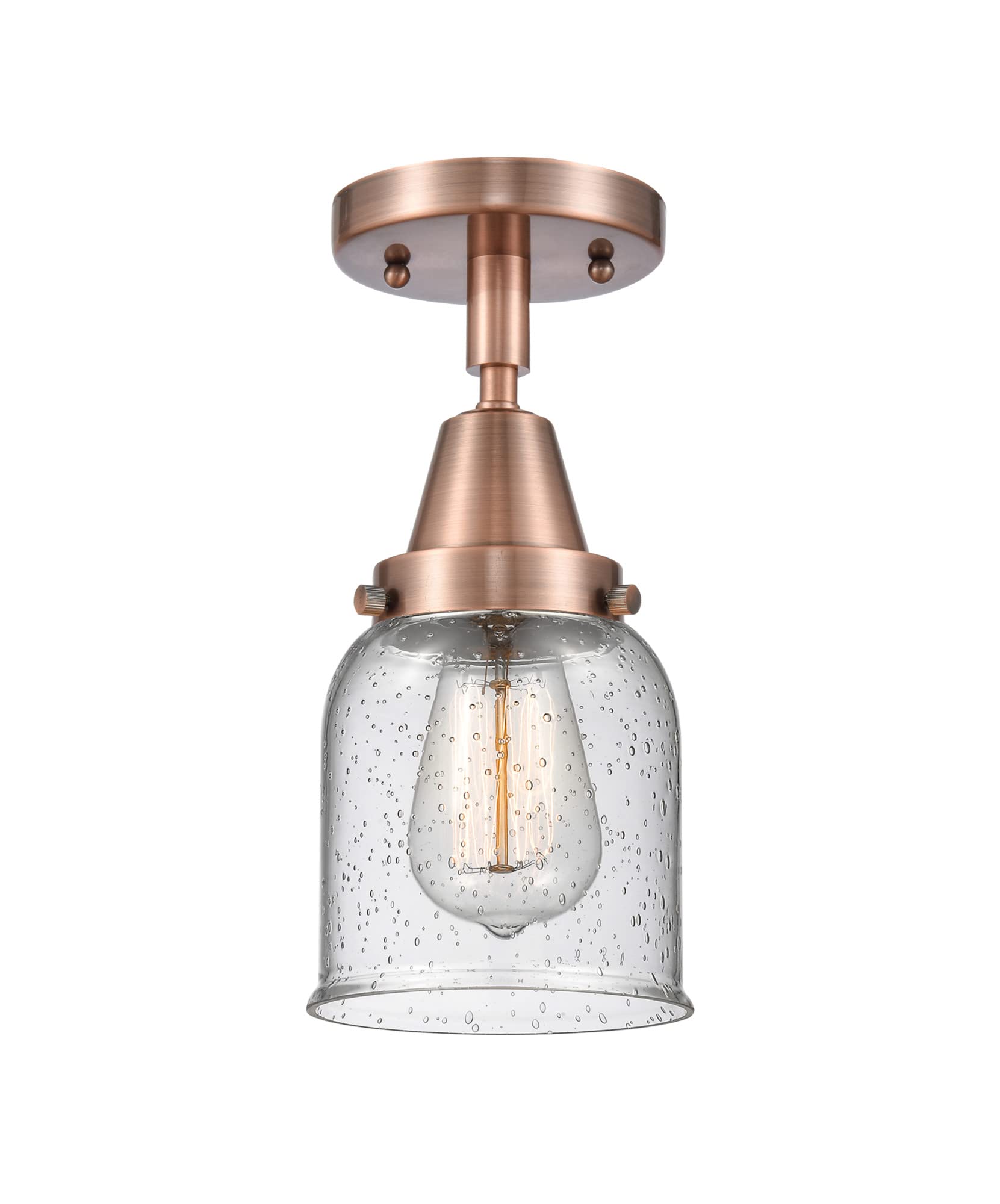 Innovations 447-1C-AC-G54 Transitional One Light Flush Mount from Franklin Restoration Collection in Copper Finish,