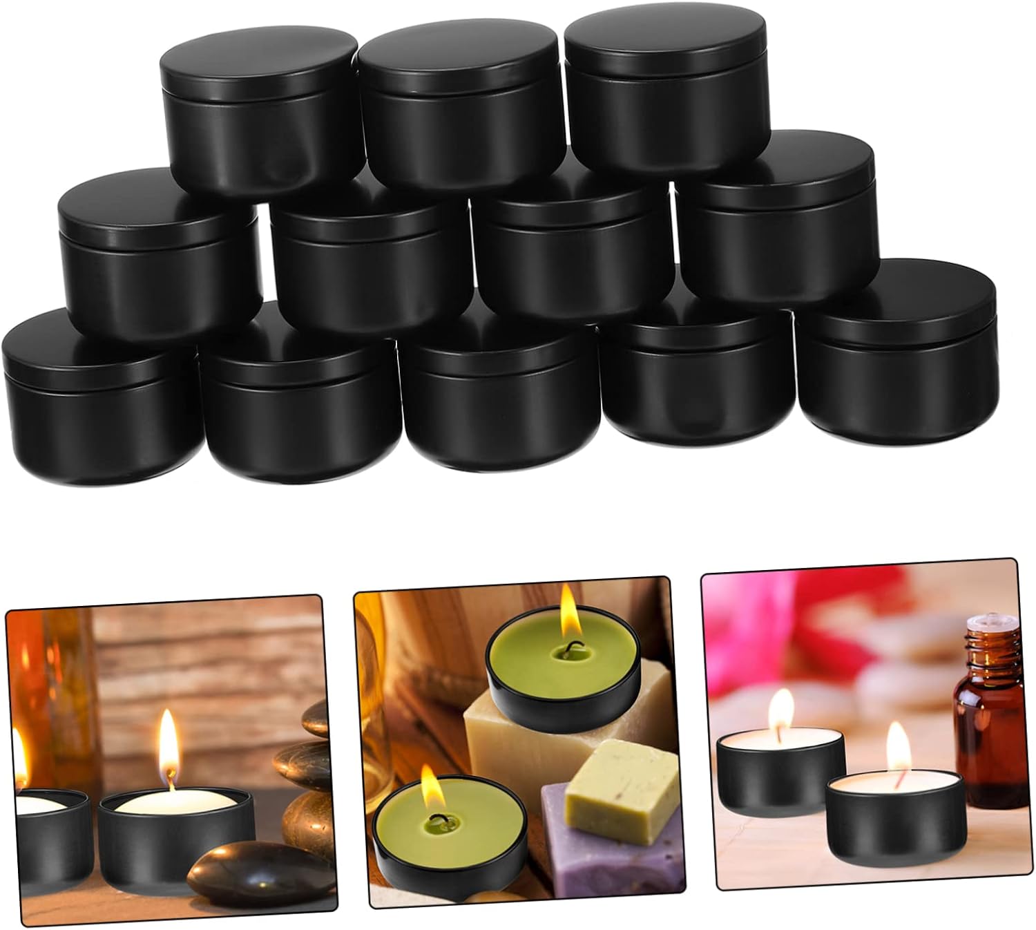 12pcs Metal Candle Jars Travel Tin Containers for Candle Making Sealed Storage for Crafts Spices and More for and Party Favors