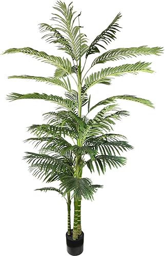 AfanD Palmera artificial de areca de 8 pies de alto, planta falsa realista, adecuada para entornos interiores y exteriores, regalo de inauguración