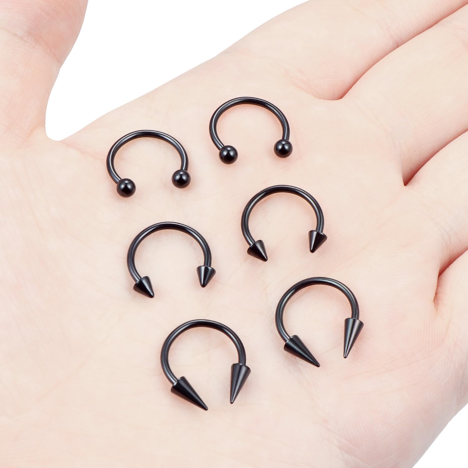 Lcolyoli 16g Septum Rings Externally Threaded Surgical Steel Septum Jewelry Lip Rings Hoop Labret Jewelry Smiley Piercing Jewelry Horseshoe Earrings Daith Piercing Jewelry for Women Men - Image 4