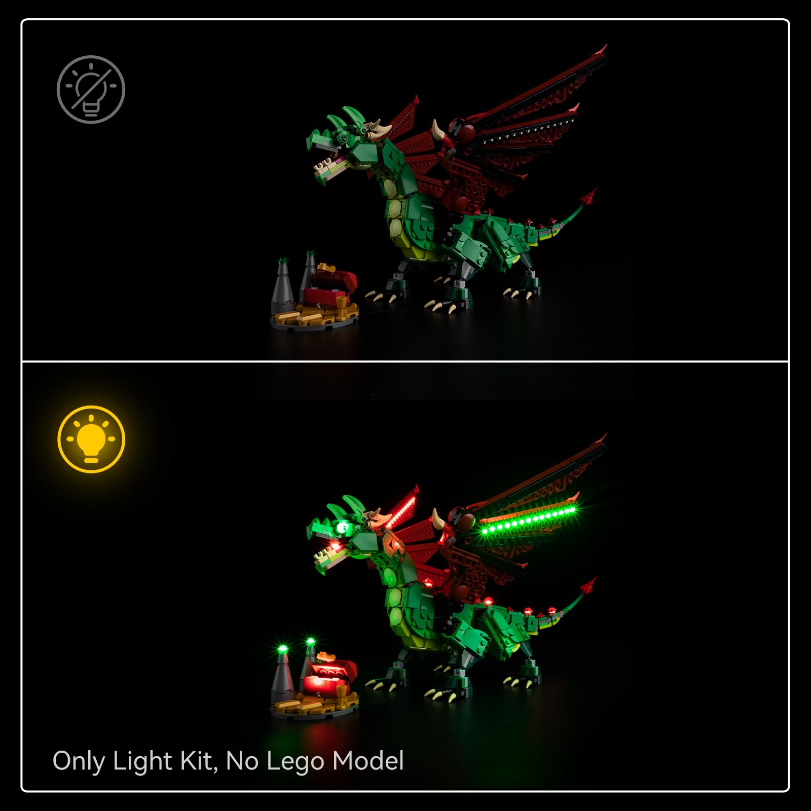 Kyglaring LED Lighting Kit Compatible with Lego 31161 Medieval Dragon Model Set, Lego Sets Not Included