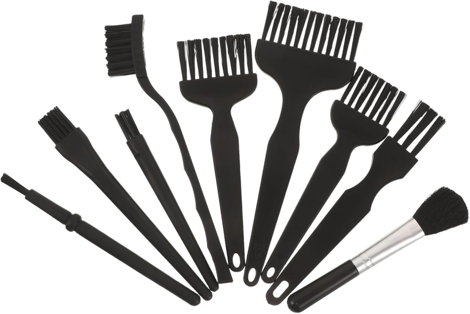 SEWACC 9pcs Tech Cleaning Brush Set for Electronics and Circuit Boards with Plastic and Alloy Handles Anti-Static Detailed Cleaning Brushes for Electronics Repair