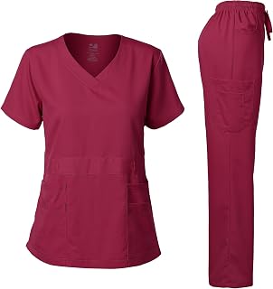 Dagacci Medical Uniform® Scrubs for Women Set – Natural Stretch Ultra Soft V-Neck Top and Pants Sets for Women - 9 Pocket
