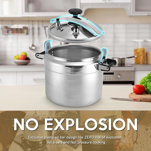 Miniatura 2 de BreeRainz Olla a presión con abrazadera de 26 cuartos de galón, olla a presión de aluminio con sistema de bloqueo de barra de abrazadera ultra