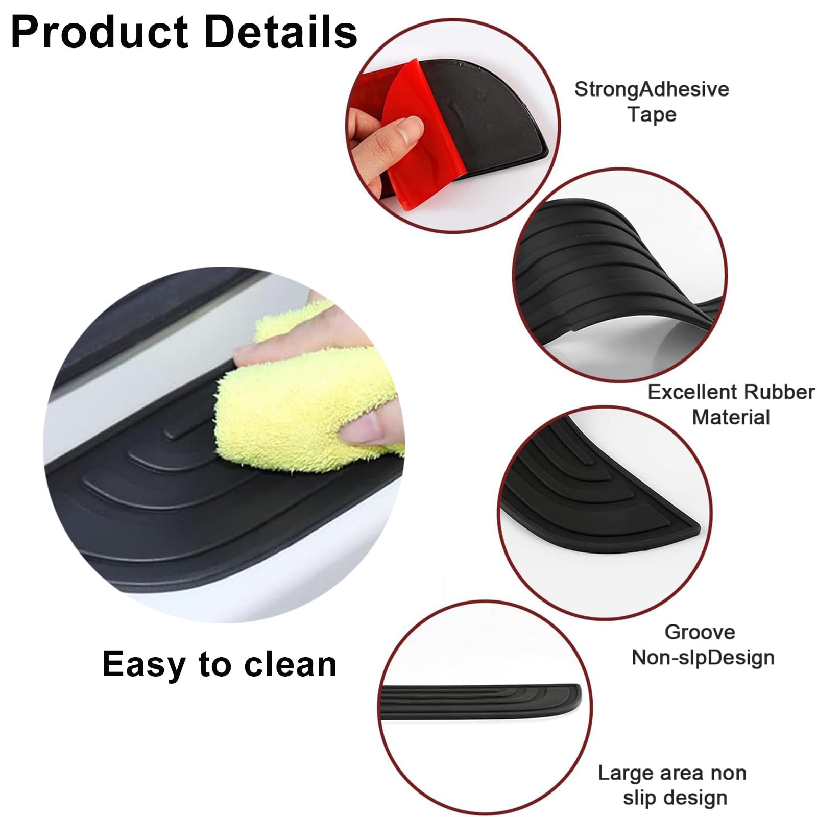 Protezione Paraurti Posteriore Auto In Gomma - Antigraffio E Antiscivolo | 90cm X 7cm | Nero - Foto 7