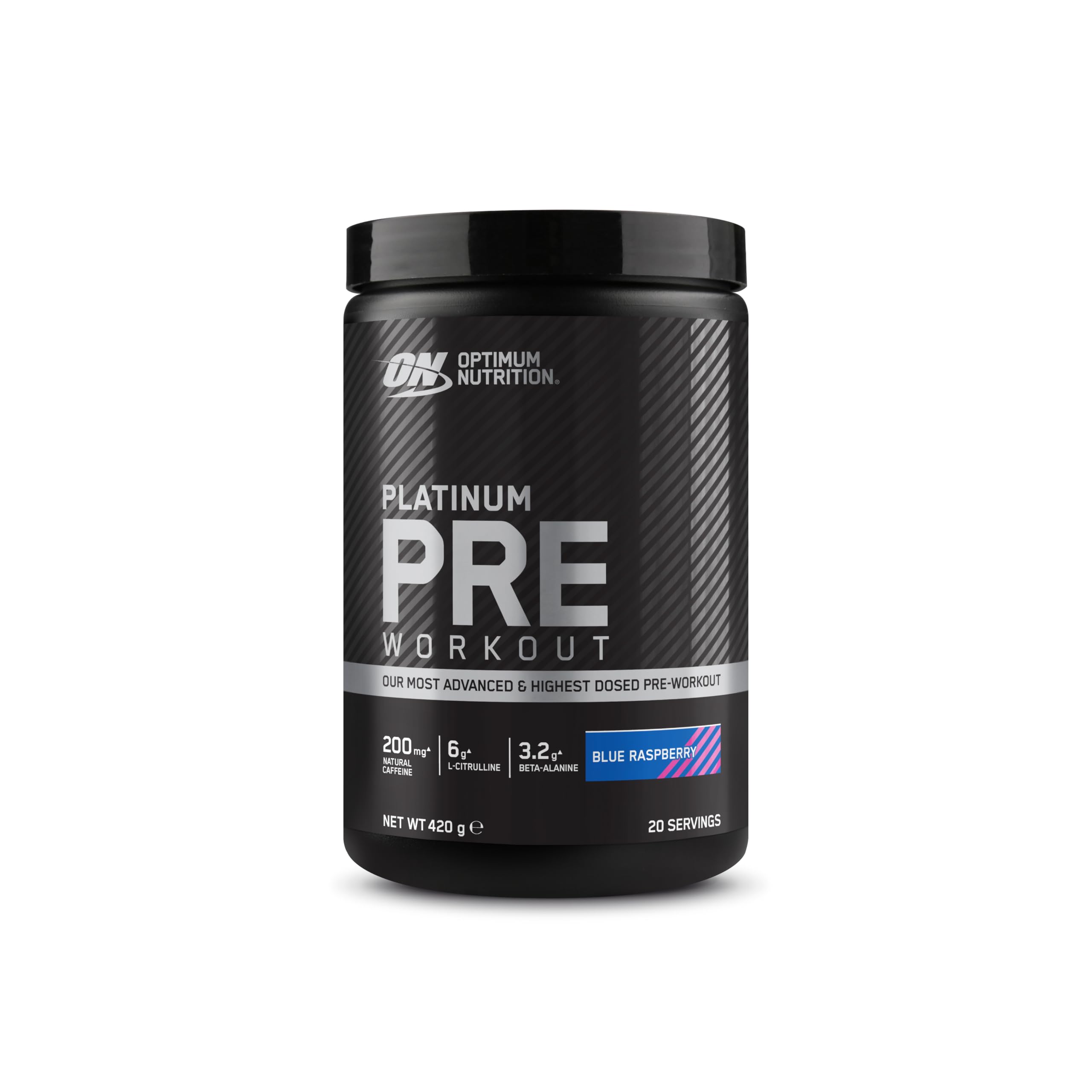 Optimum NutritionON Platinum Pre Workout Advanced with l-Citrulline, Beta-Alanine and Caffeine, Blue Raspberry, 20 Servings, 420 g