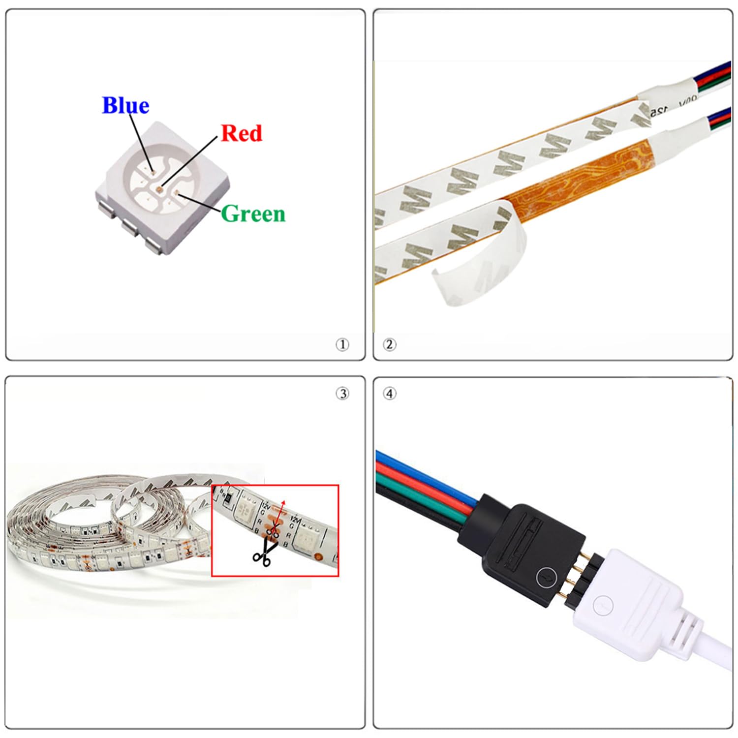 15m (3x 5m) Striscia LED RGB dimmerabile, WIFI controllata con alimentatore 12V + telecomando IR, 5050 SMD 450 LEDs (3x 150 LEDs), autoadesiva, IP20, compatibile con APP Tuya