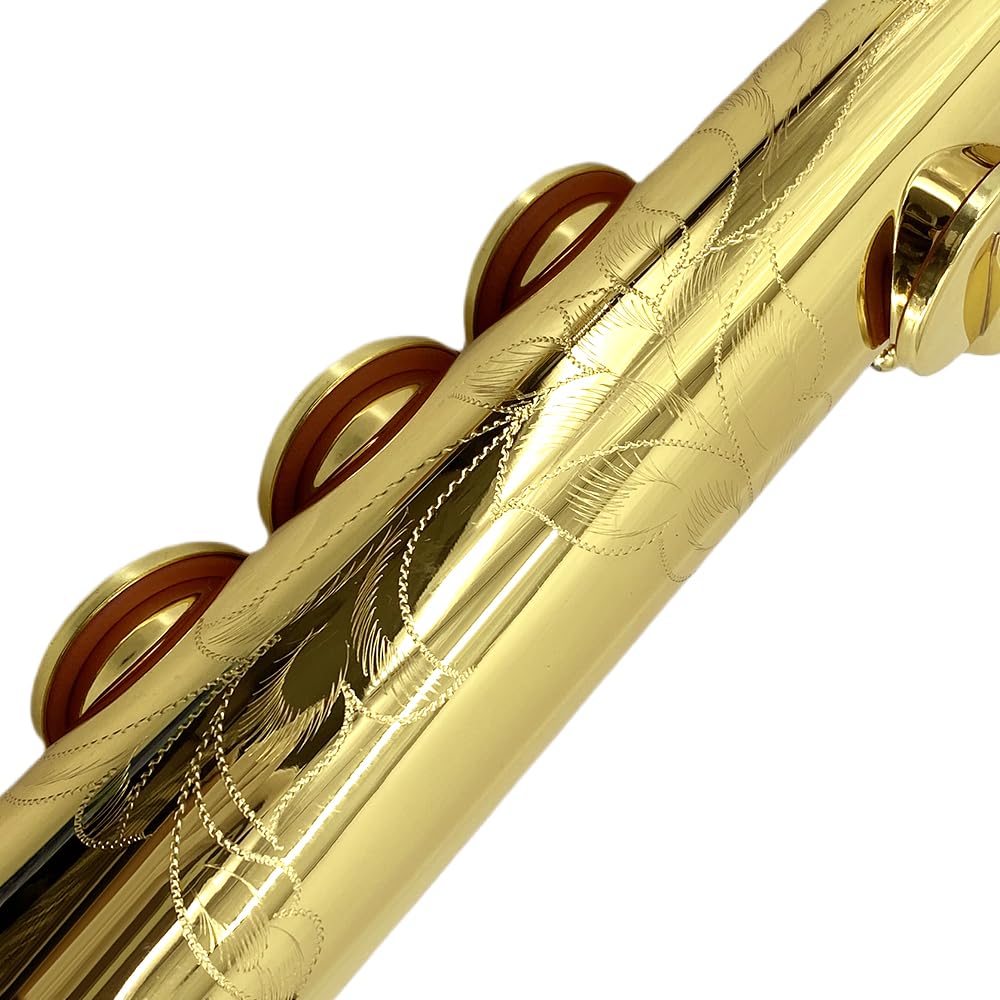 Saxophone soprano droit en si bémol – Finition laquée dorée, design ergonomique avec étui, embouchure, sangle de cou et accessoires, idéal pour débutants et confirmés