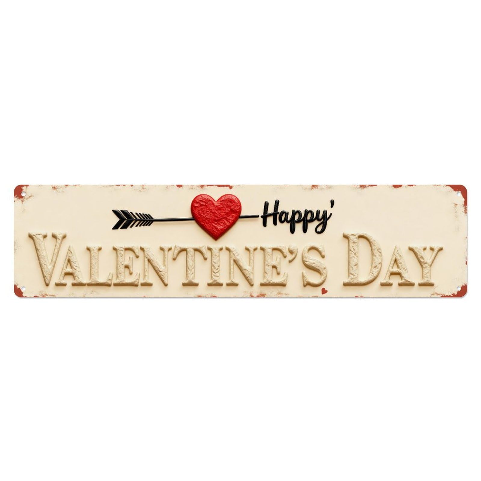 Happy Valentine's Day Heart Arrow Metal Tin Sign Plaque