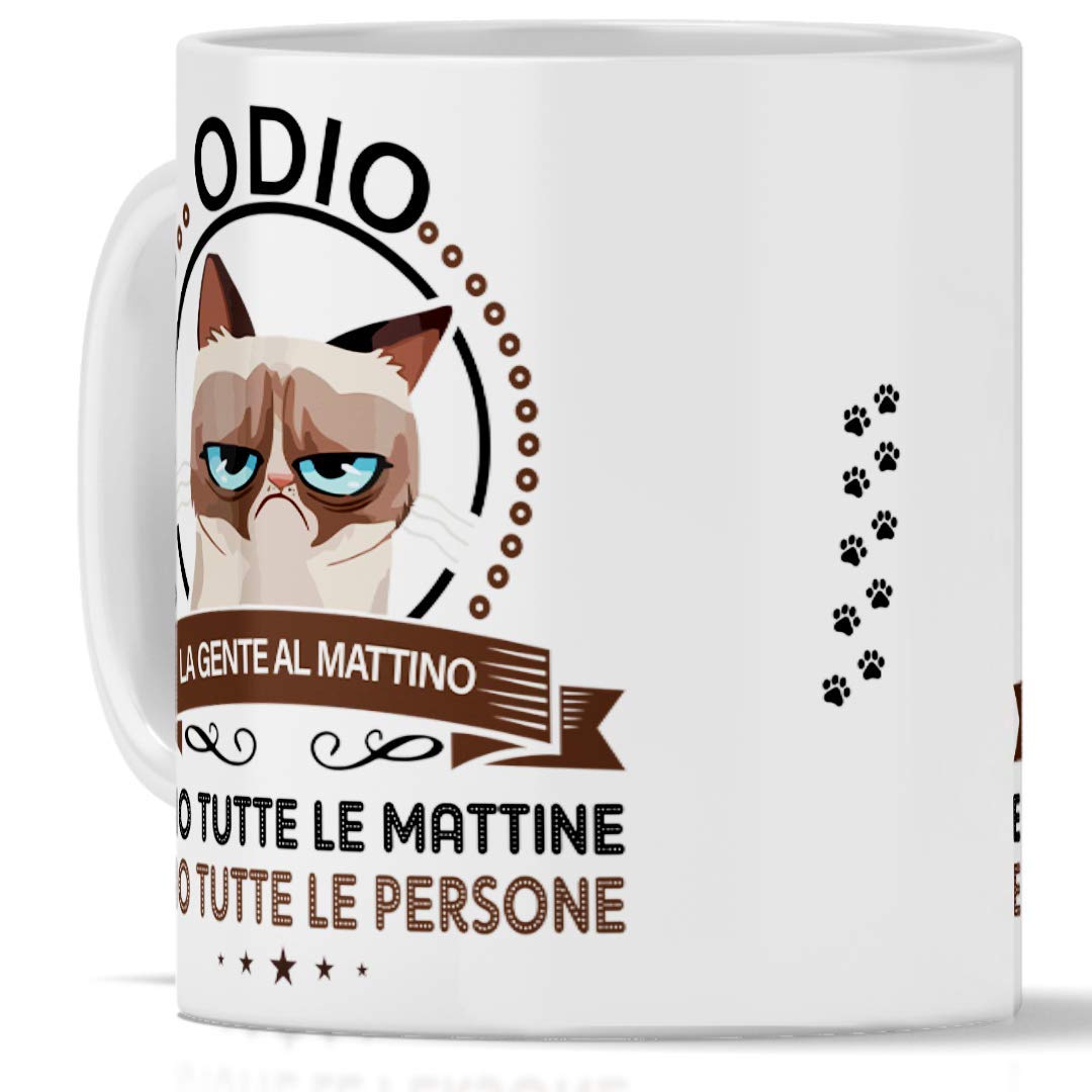 Tazza GATTO Odio la gente al mattino Regalo divertente 350 ml