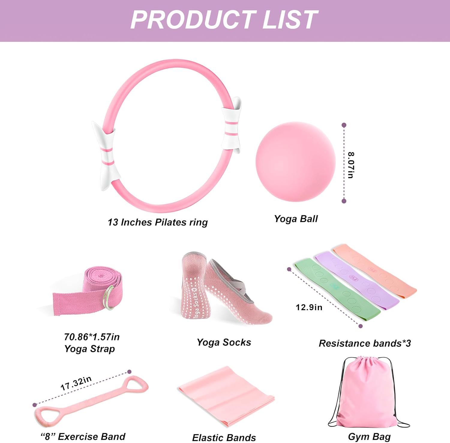 Luscinia Pilates Kit,Home Pilates Ring Kit for Women,Pilates Equipment Ring and Ball Set with Pilates Ring, Pilates Ball, Resistance Bands, Figure 8 Band & Accessories Pilates Starter Kit - Image 9