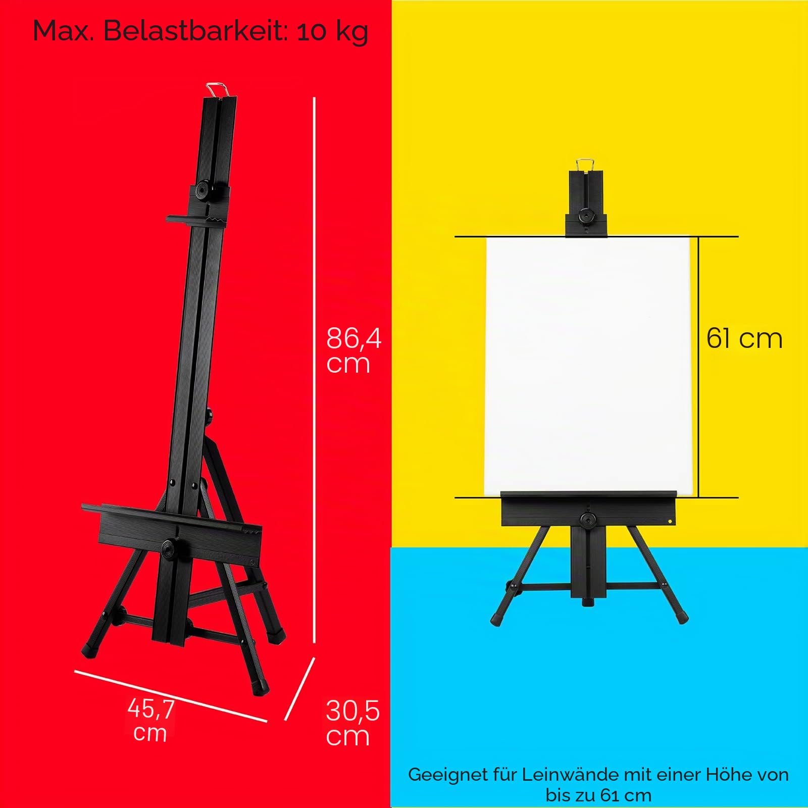 MEEDEN Tischstaffelei aus Aluminium, Verstellbare Ausstellungsständer Hochzeit, Kunststaffelei für Gemälde, Fotos und Schilder, Hält Leinwand oder Tafeln bis zu 60cm