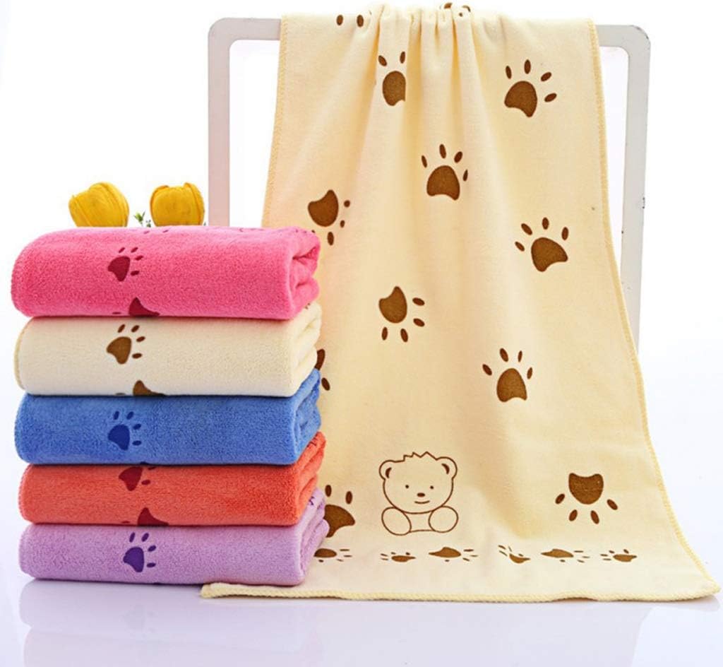 Baby Kids Cotton Towels Bath Towel Cartoon Animal Heart Print Absorbent Drying Swimwear(D)