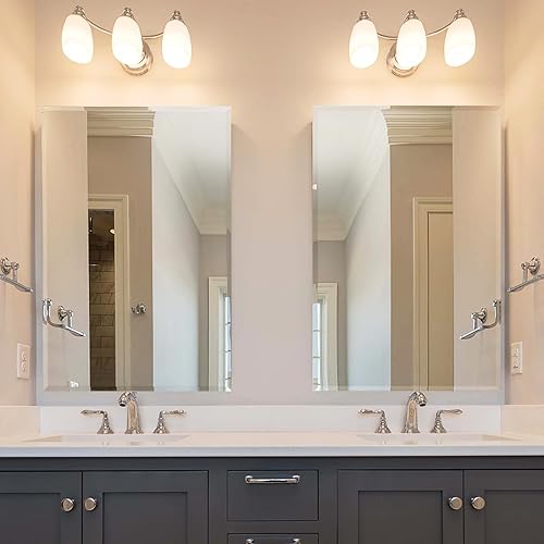 Chende Espejo biselado grande de 20 x 40 pulgadas para pared, juego de 2 espejos de pared de baño con borde biselado, espejo horizontal o vertical