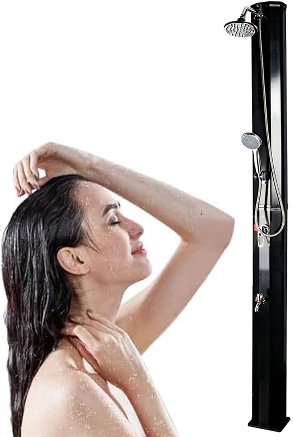 Freestanding Outdoor Shower,60L Solar Heated Outdoor Shower with 360° Shower Head and Foot Shower Tap,Temperature Pressure Pool Shower,for Outdoor Backyard Poolside Beach Pool Garden
