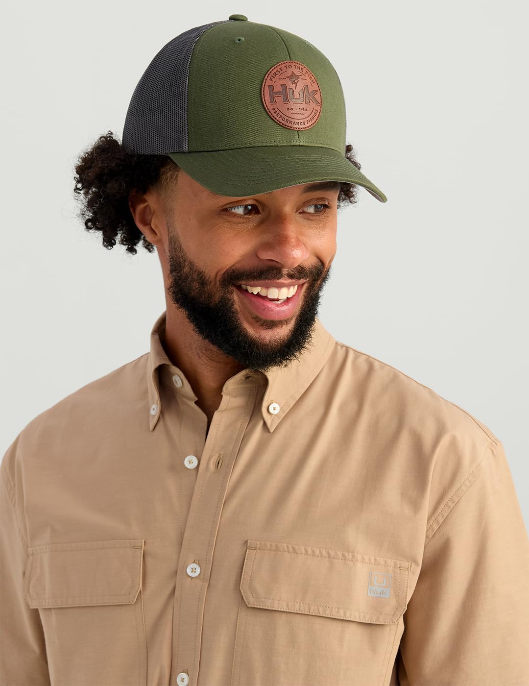 HUK Men's Next Level Solid Short Sleeve Fishing Button Down Shirt for Men