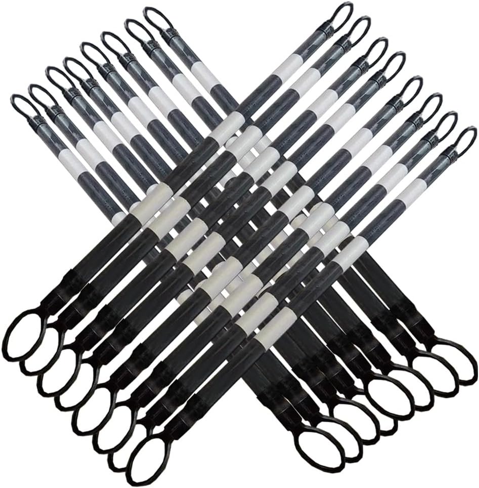 16 Pcs Telescopic Traffic Cone Barrier Poles, 5.2 to 9.8 ft, Durable Reflective Safety Cones with Engineer Grade Black & White Tape for Traffic Control Solutions