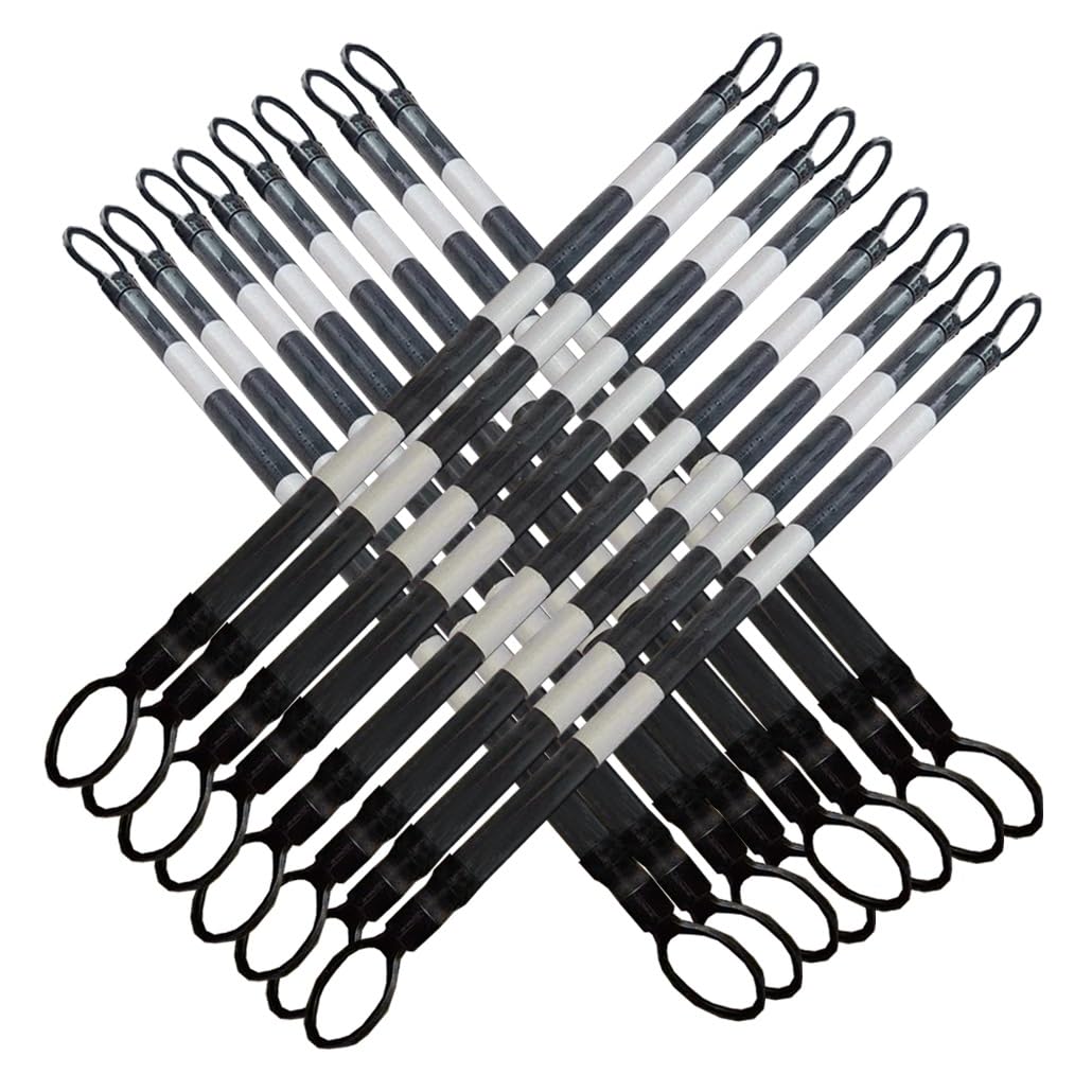 SGKOMN 20 Pcs Adjustable Traffic Cone Barrier - 47-78 Inch Reflective Retractable Safety Divider, Temporary Security Warning for Events, Construction, and Crowd Control, White and Black-16pcs