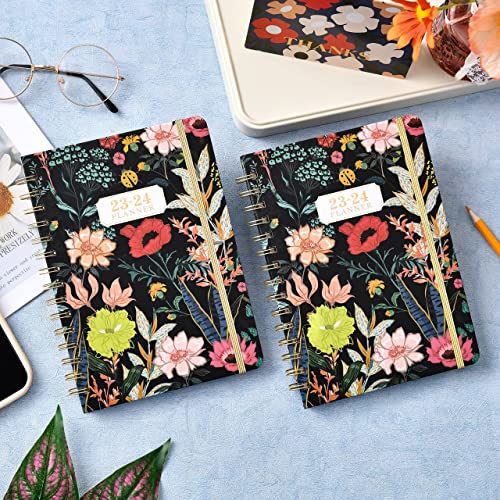 Planner - Planner 2023-2024, July 2023 - June 2024, Academic Planner 2023-2024, 6.4" X 8.5" Weekly And Monthly Planner With Tabs, Hardcover, Elastic Closure, Twin-Wire Binding, Back Pocket #TOP1