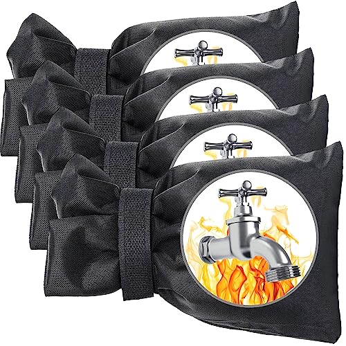Outdoor Faucet Covers for Winter, Actgan 8.3"H x 6"W Thickened Outside Garden Faucet Socks for Freeze Protection, Reusable Insulated Faucet Covers, 4 Pack, Black
