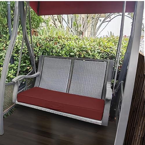 Faible Poisson Outdoor Bench Cushion, 36 X 18 Inch Waterproof Porch Swing Cushions Garden Patio Furniture Cushions With Handle And Anti-Slip Straps For Indoor Backyard Seat Pads, Burgundy #TOP6