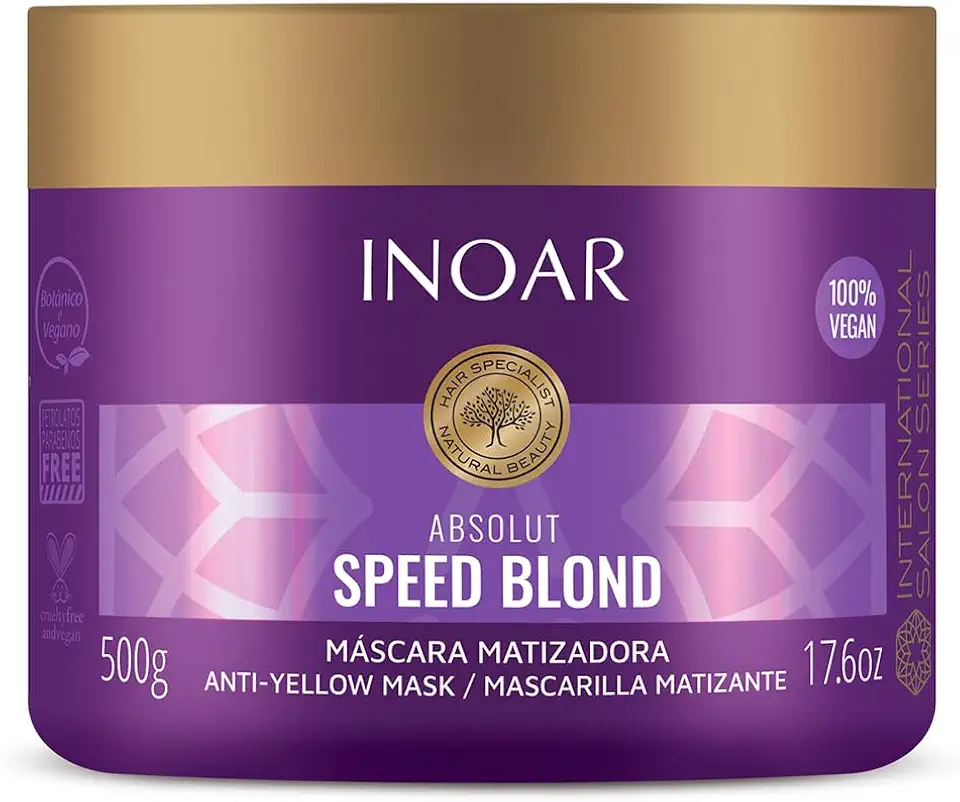 Inoar, Absolut Speed Blond, Máscara, Hidratação, Brilho E Neutralização Para Loiros Impecáveis - 500g