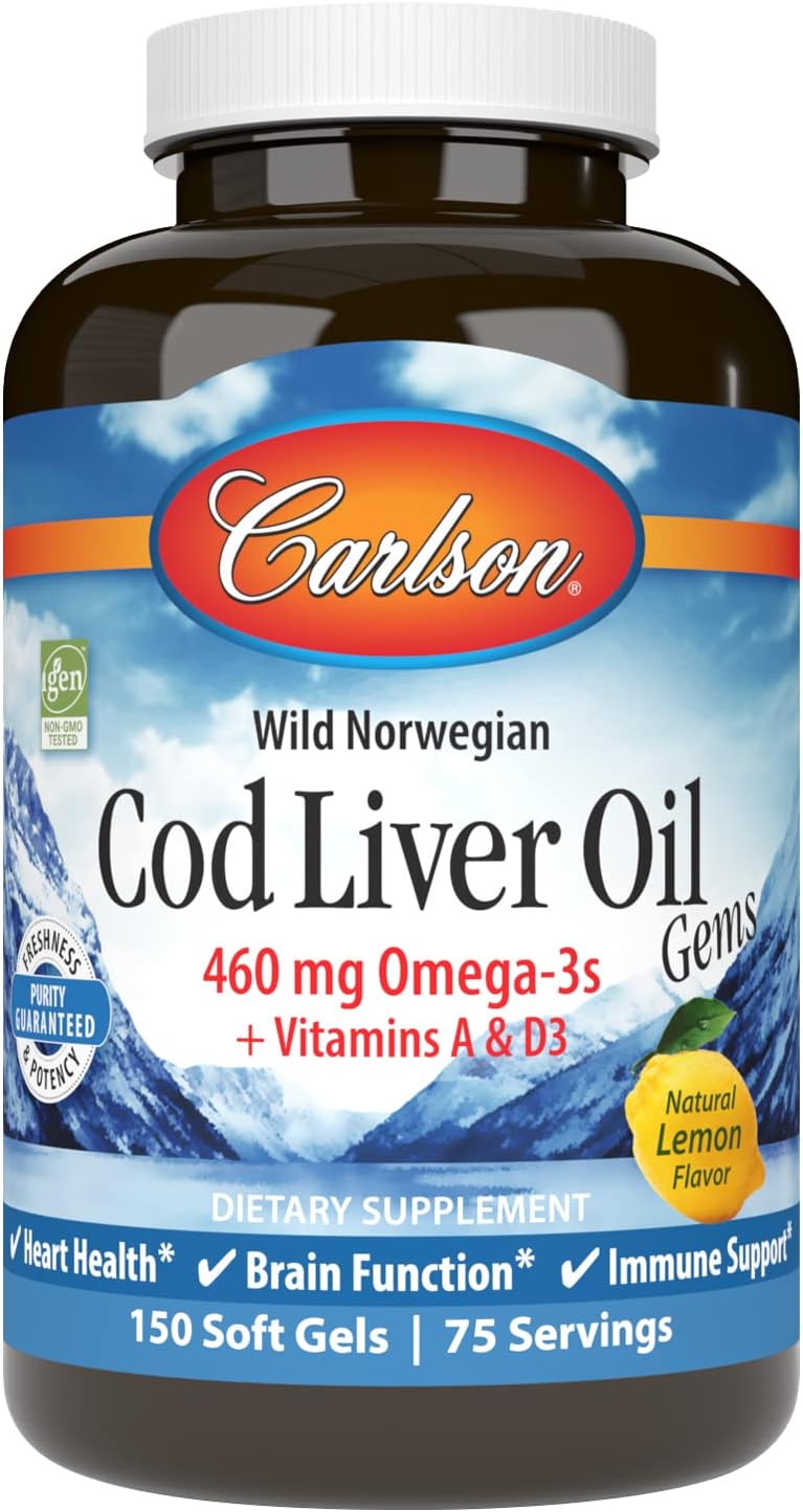 Carlson Cod Liver Oil Gems, 460 mg Omega3s, plus Vitamins A and D3