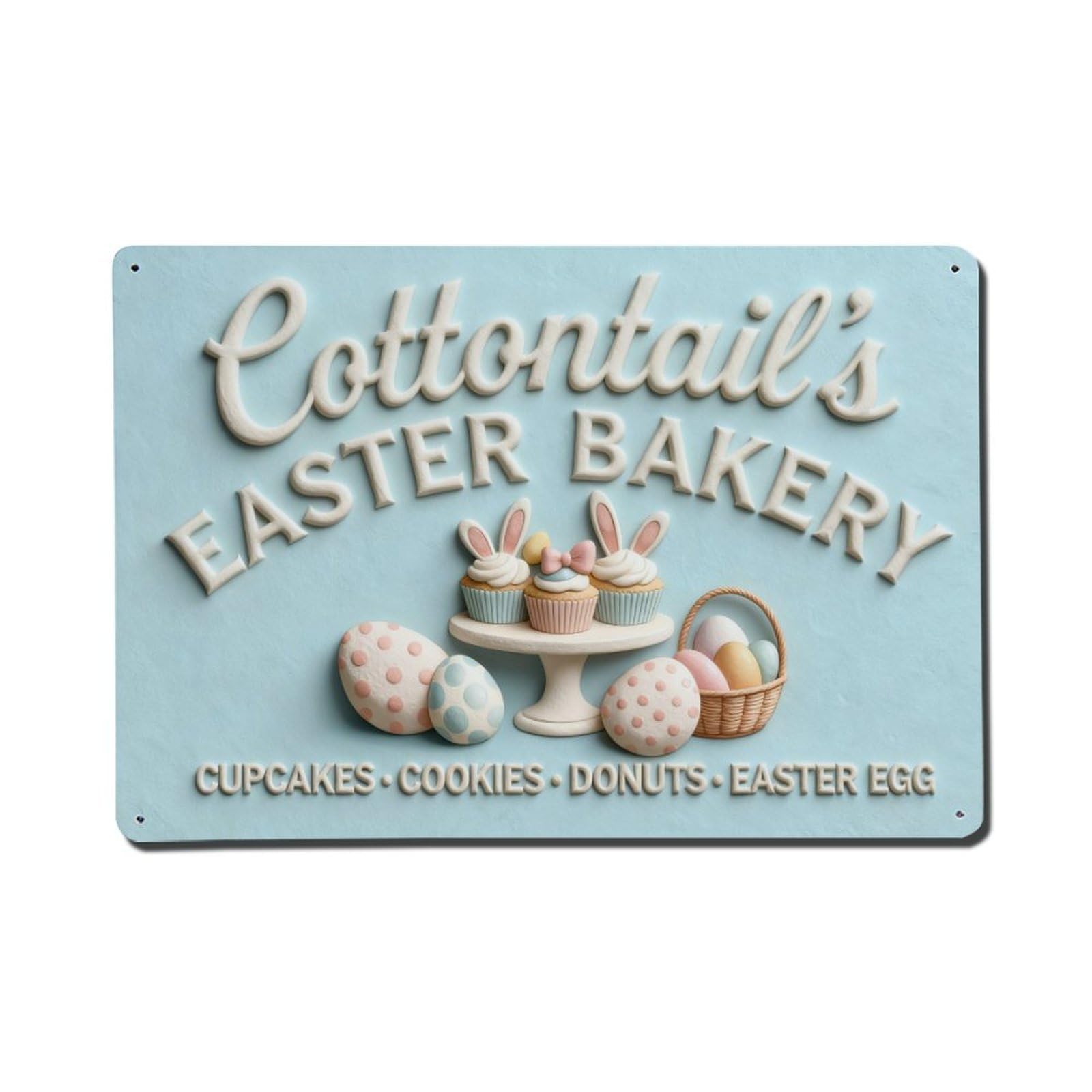 Lvalogy Style Cottontail's Easter Bakery Cupcakes Cookies Donuts Easter Egg Metal Tin Sign Plaque