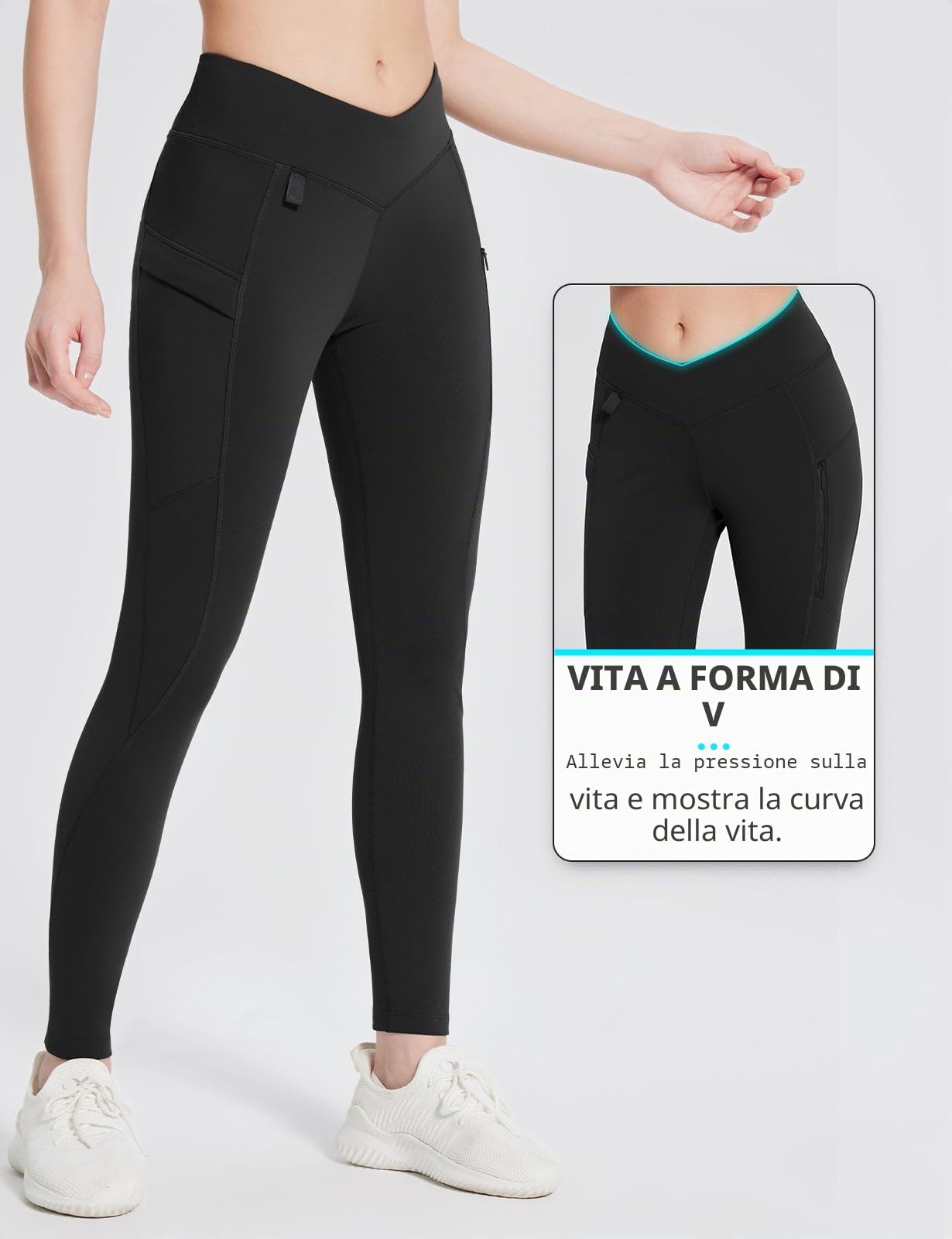 baleaf Leggings Termici da Donna con Tasche Jeggings Pantaloni da Trekking Pantaloni Termici Invernali Leggings da Trekking Vita Alta Leggings idrorepellenti