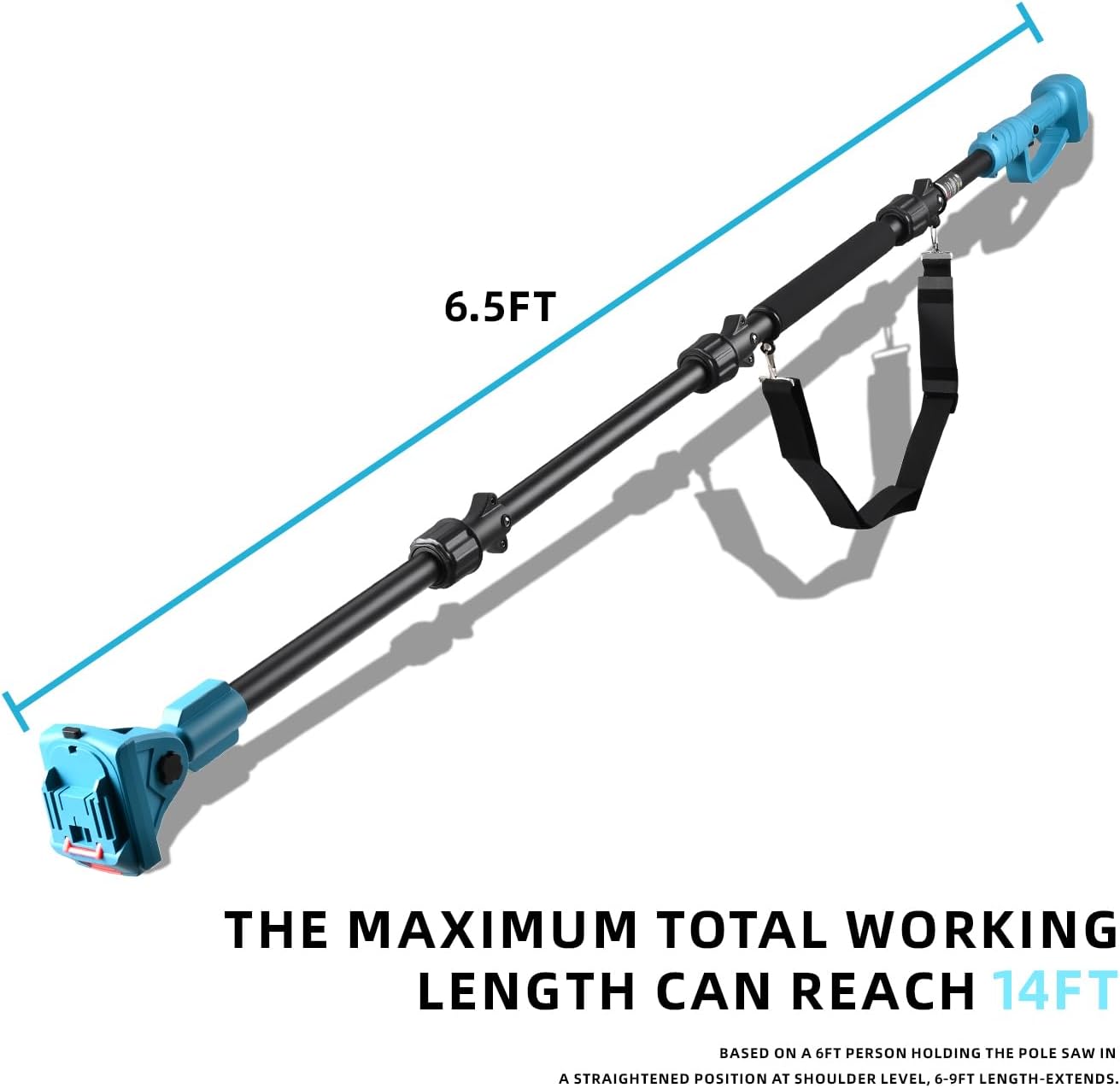 Only Extendable Pole Saw, Extension Pole Rotatable Pole 14ft Max Reach With Shoulder Strap,Tool-Free Installation Compatible 21v Shintyool Battery,For High Altitude Operations(No Chainsaw And Battery)
