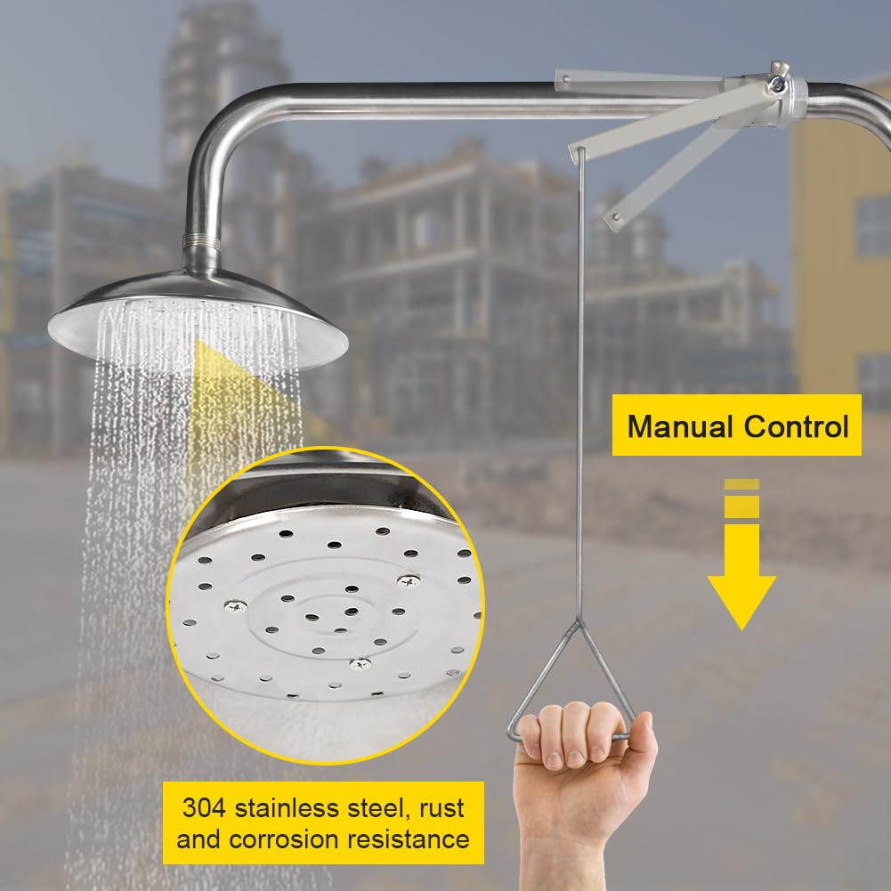 Station de Lavage des Yeux en Acier Inoxydable 304, Douche D'urgence, Station de Lavage des Yeux D'urgence avec Douche, Ensemble de Douche Oculaire de Laboratoire