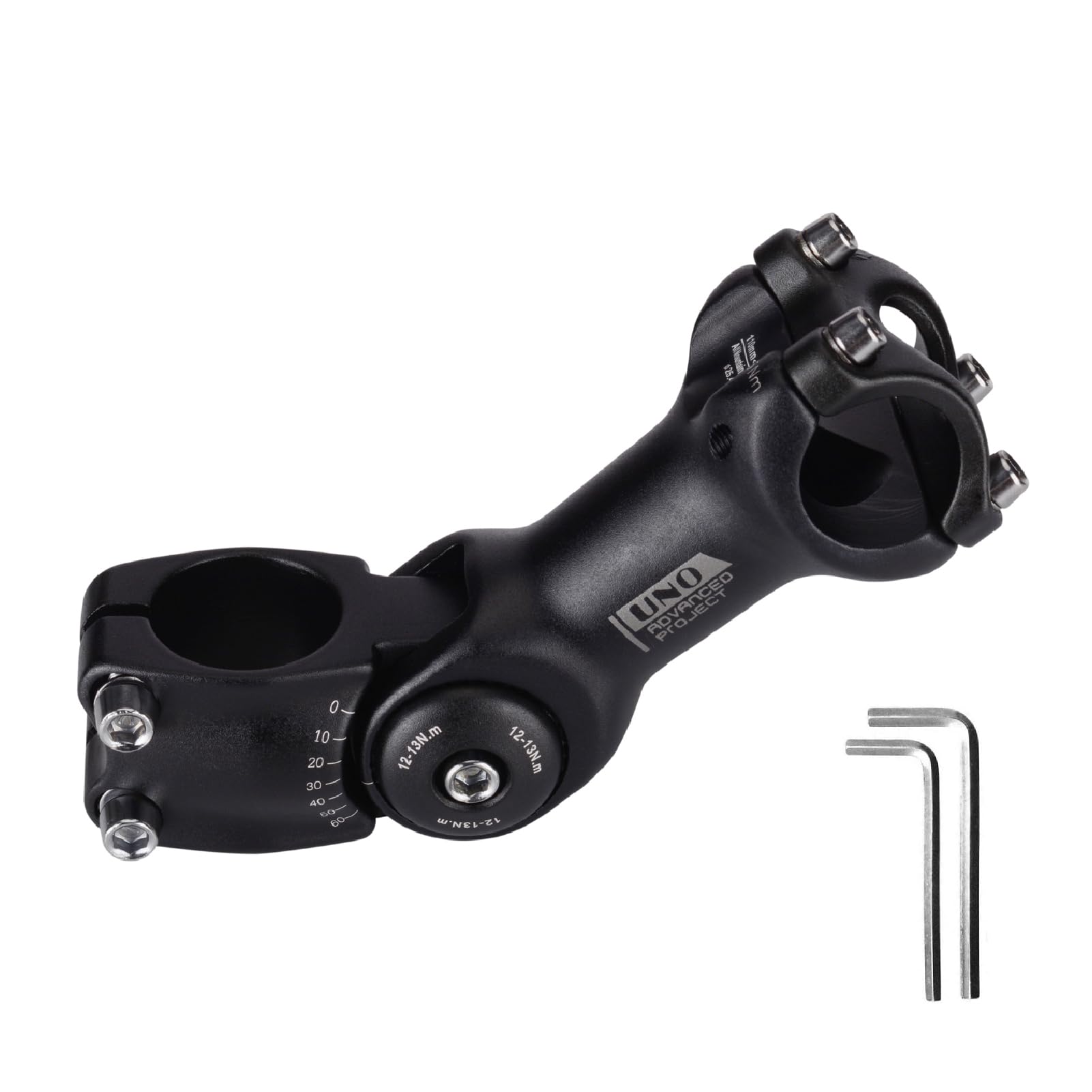 BESNIN Stelo della Bici 0-60 Gradi 25.4mm 90mm 110mm 130mm Stelo Manubrio Bici Regolabile Gambo Manubrio MTB Attacco Manubrio MTB Stelo Bici MTB Manubrio Stelo (0-60° 25,4×110mm)