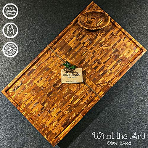 Schneidebrett aus Olivenholz mit Dip-Schälchen – 60 x 30 cm