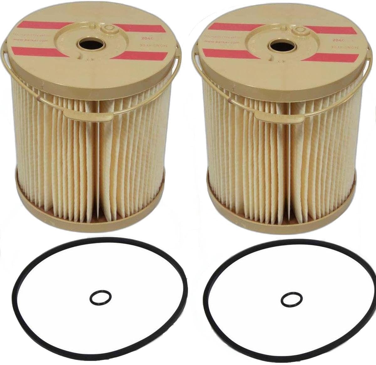 Fuel Filter/Water Separator Cartridge 2040V30 (30 Micron) Replacement Filter Element Fits Racor 900 / V‑Series Turbine Housings (Pack of 2)