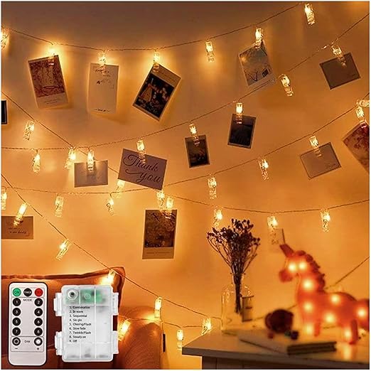 CADNLY String Lights with Clips 50 LED Photo Clips String
