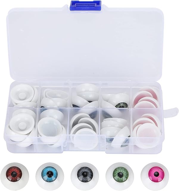 200pcs Half Round Realistic Plastic Eyes for Halloween Masks Colorful DIY Doll Bear Craft Eyeballs Horror Prop Decor 5 Colors(20MM40pcs)