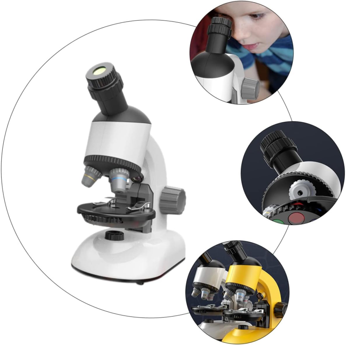 Tofficu 1set Boy Girl Microscope Rotatable Microscope for Science Experiments Educational Tool for Boys and Girls Viewing of Specimens for Home and School Use