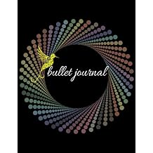 Black Bullet Journal 200 pages dotted journal, hummingbird dotted journal, bullet notebook, dotted grid journal with bird, gift