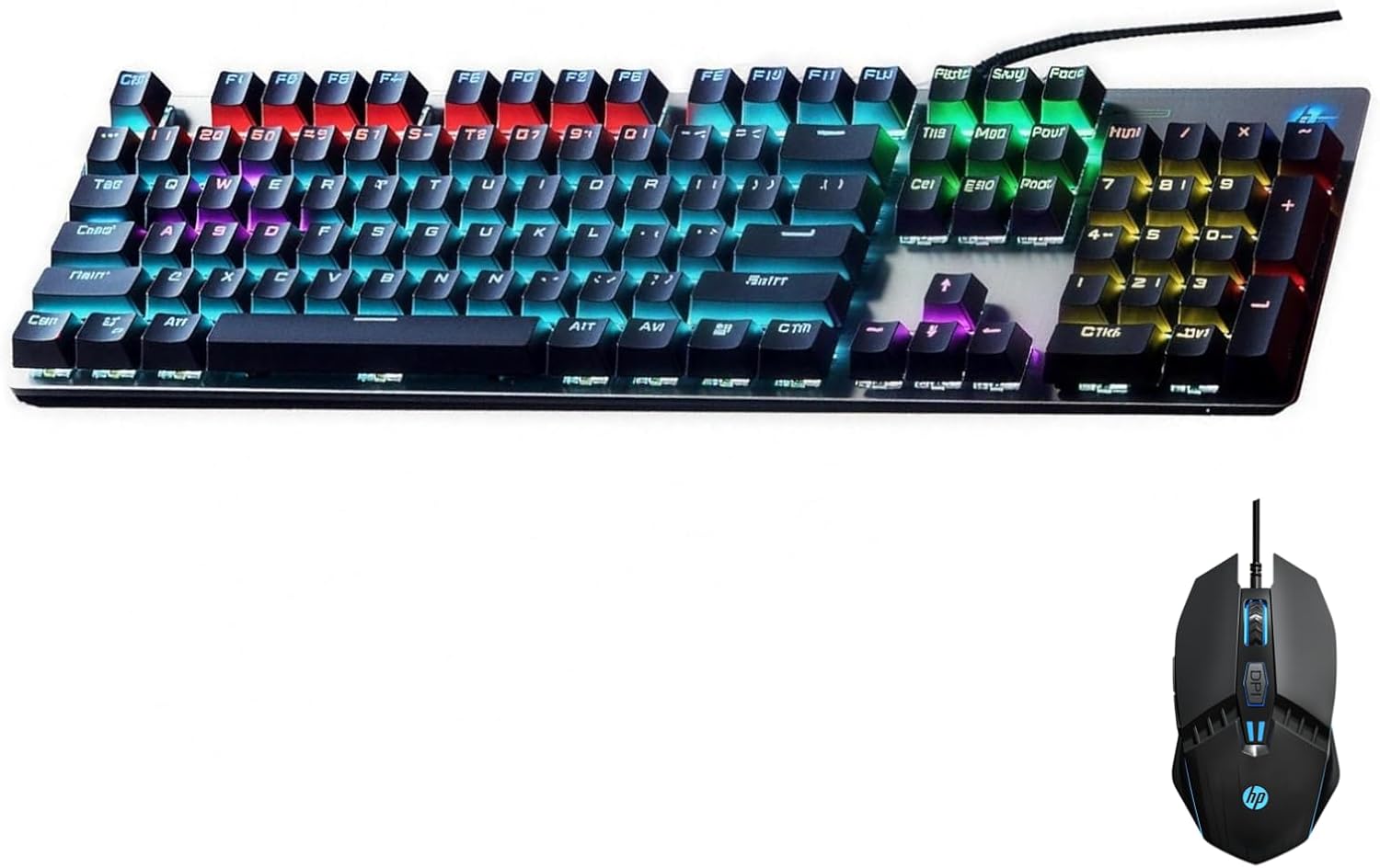 HP GK400F Mechanical Gaming Keyboard, 104 Keys Full Size Wired USB, Brown Switch Tactile Quiet Typing, RGB LED Backlit, Full N-Key Rollover Anti-Ghosting, Durable ABS Keycaps, Black